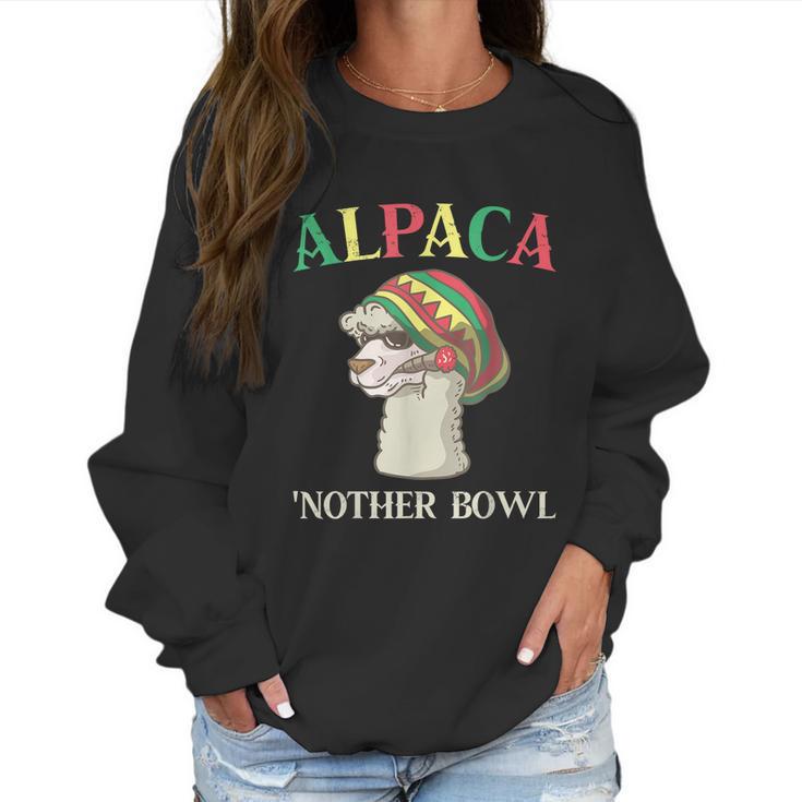 Alpaca Nother Bowl Weed Smoking Llama Cannabis Leaf Stoner Graphic Design Printed Casual Daily Basic Women Sweatshirt