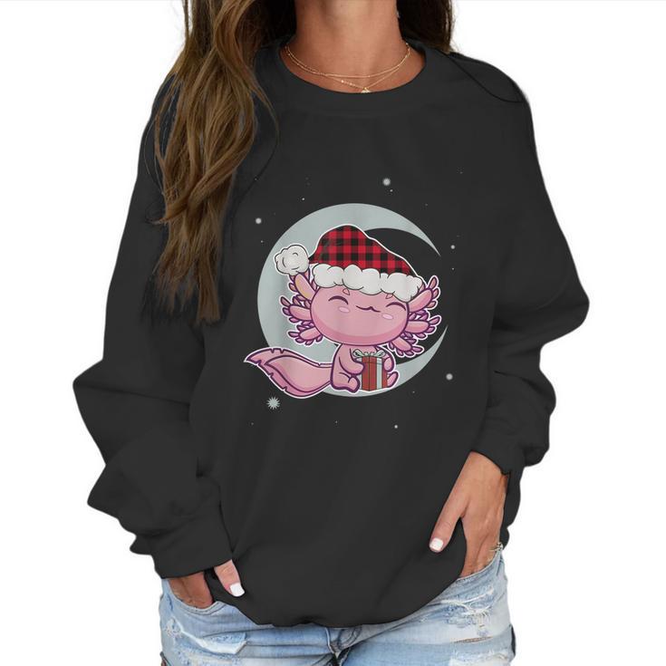 Axolotl Christmas Manga Kawaii Salamander Cute Santa Moon Women Sweatshirt