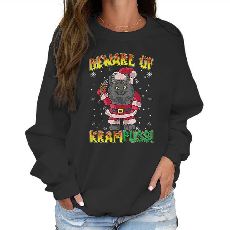 Beware Of Krampuss Cat Krampus Christmas Krampus Women Sweatshirt