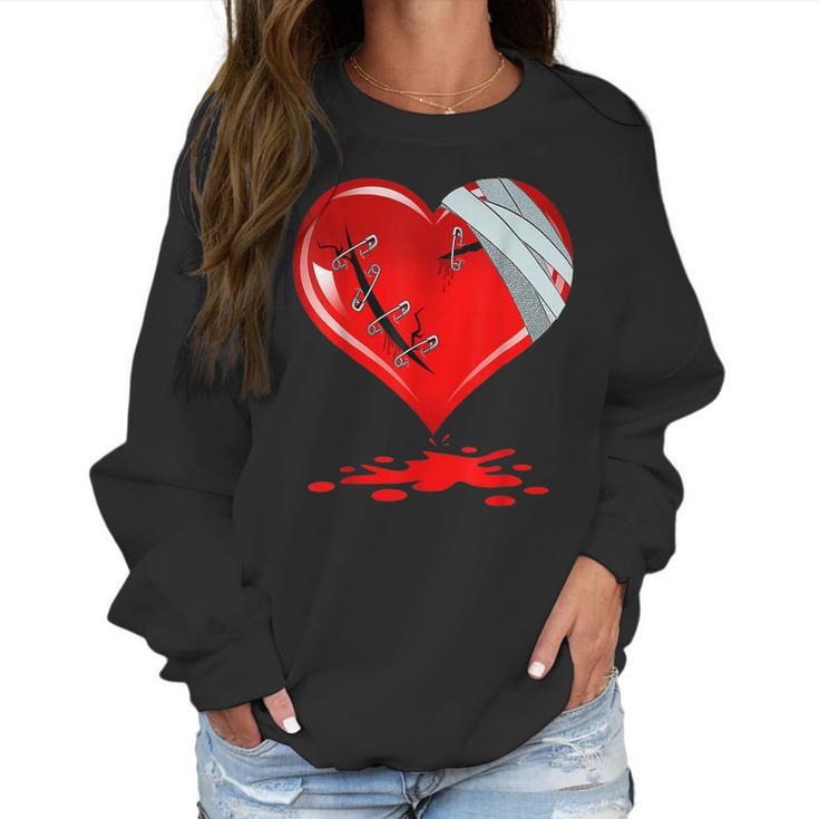 Black Broken Heart  Men Women Pastel Goth Valentine Women Sweatshirt