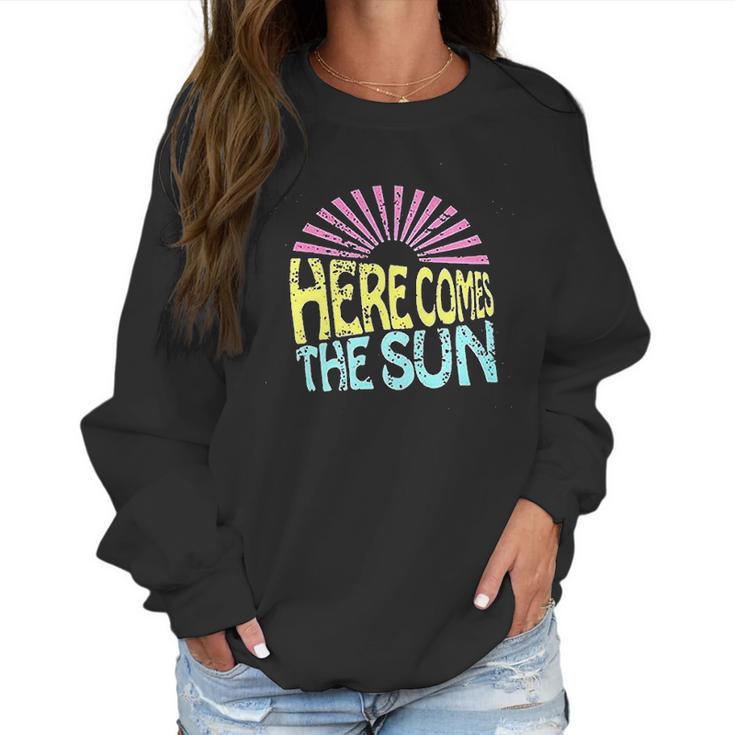 Here Comes The Sun Women Cute Sunshine Graphic Funny Letter Print Women Sweatshirt