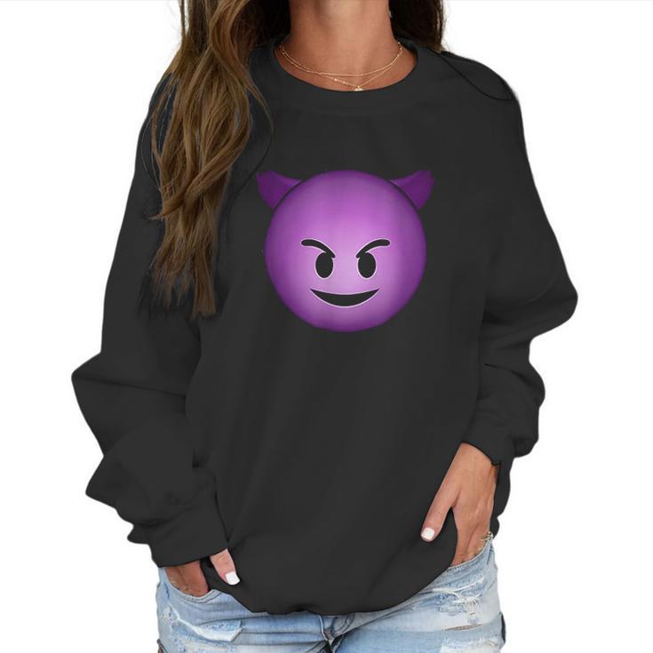 Devil Face Emoji Funny Halloween Gift For Men Women Kids Women Sweatshirt