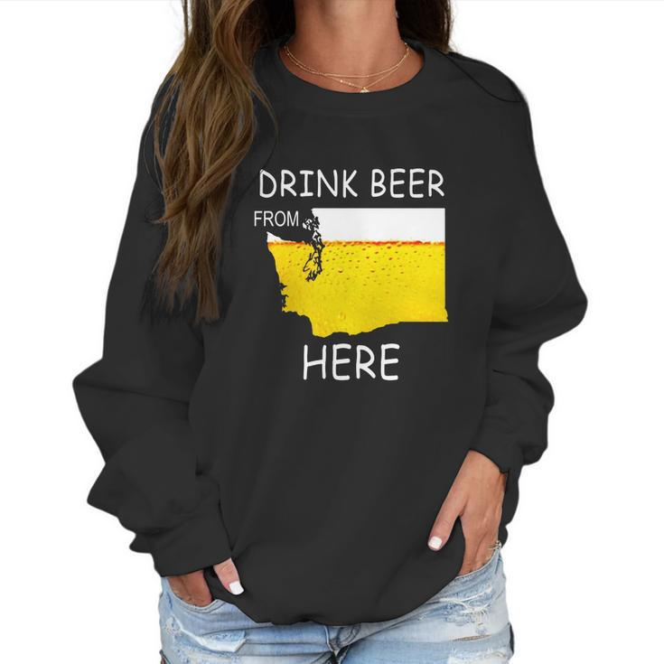 Drink Beer From Washington State Flag Vintage Funny Tshirt Women Sweatshirt
