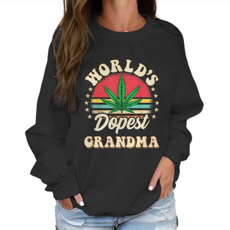 Funny 420 Weed Pot Vintage Matching Worlds Dopest Grandma Women Sweatshirt