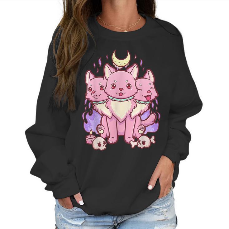 Funny Kawaii Pastel Goth Cute Creepy 3 Headed Dog Men Women T-Shirt Graphic Print Casual Unisex Tee Women Sweatshirt