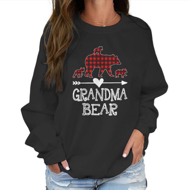 Grandma Bear Three Cubs Red Plaid Grandma Christmas Women Sweatshirt