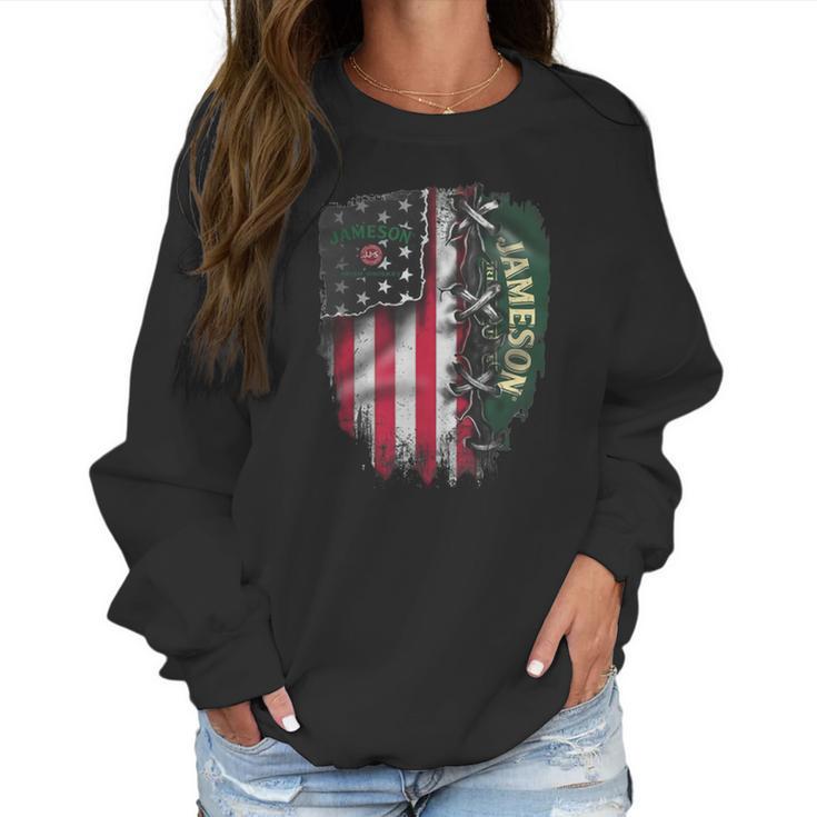 Jameson Irish Whiskey Inside American Flag Women Sweatshirt