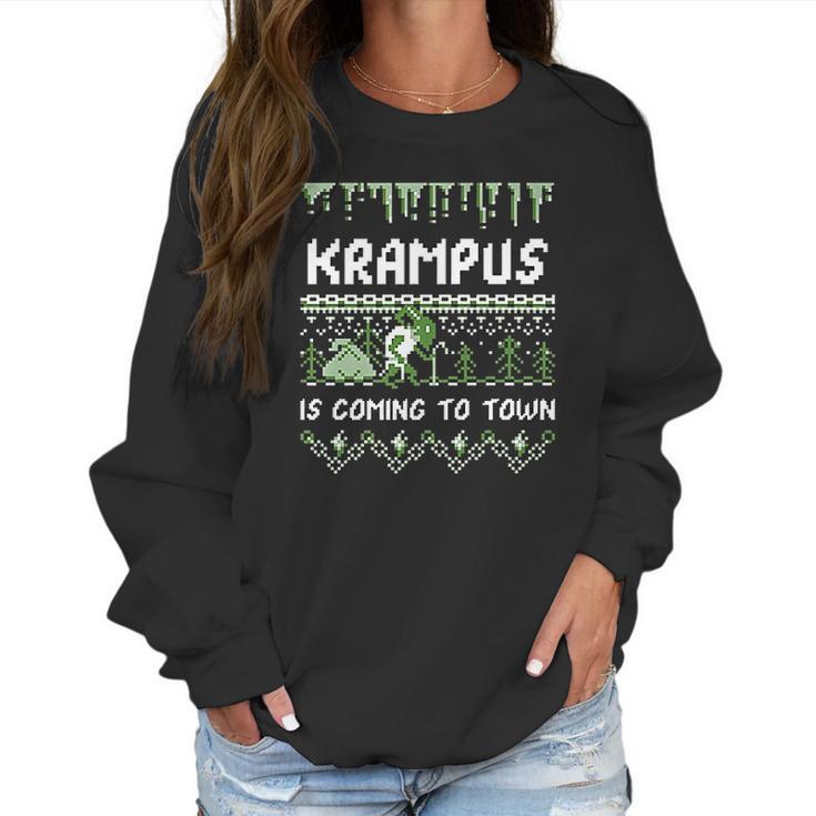 Krampus Is Coming To Town Funny Krampus Christmas Women Sweatshirt