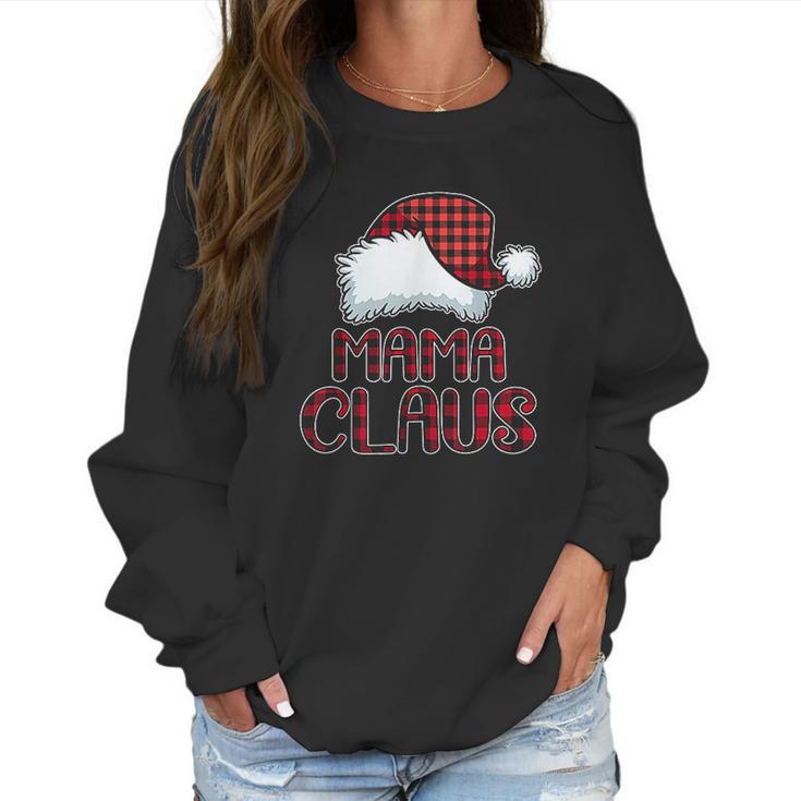 Mama Claus Santa Hat Red Buffalo Plaid Christmas Women Sweatshirt