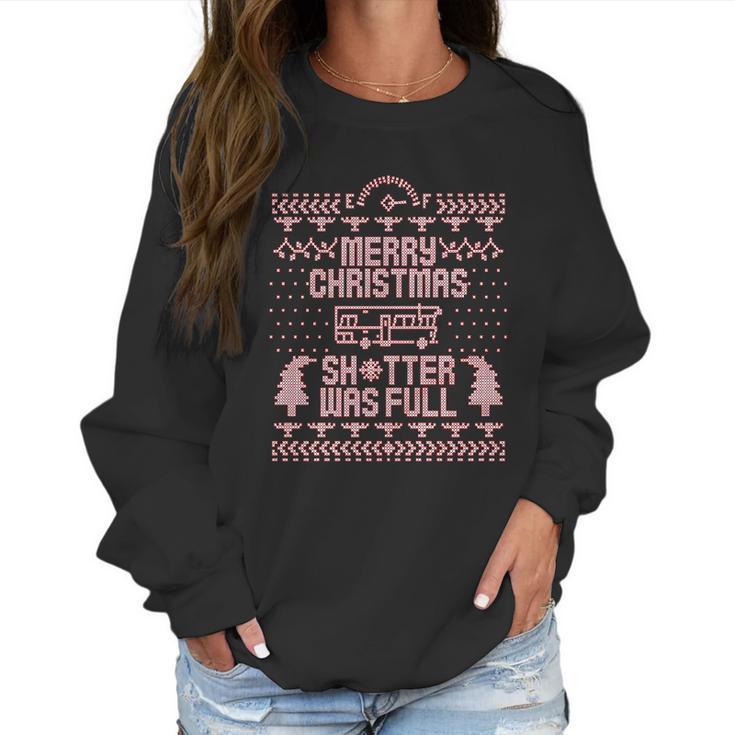 Merry Christmas Shitter Was Full Shitter  Funny Retro Classic Xmas Women Sweatshirt