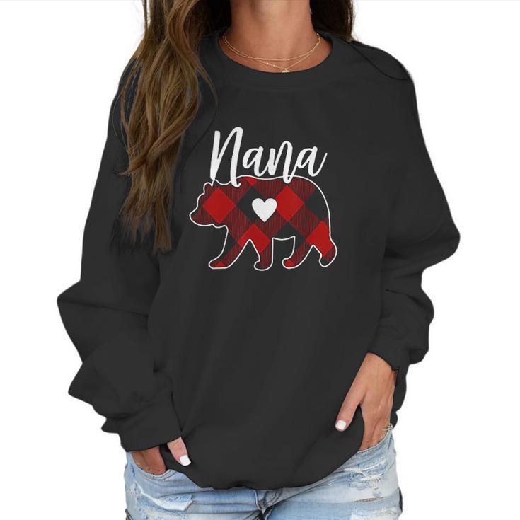 Nana Bear Christmas Buffalo Plaid Red White Women Sweatshirt