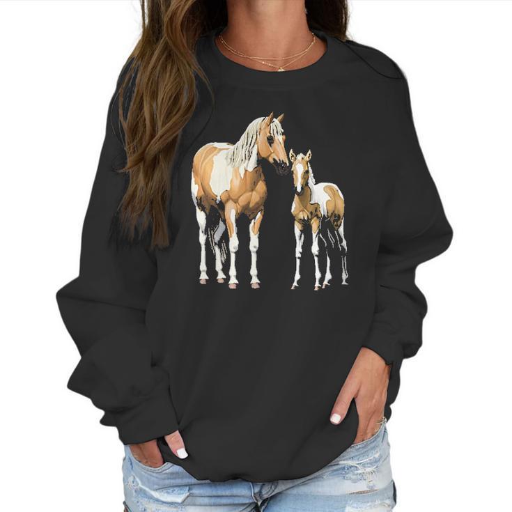 Palomino Pinto Mare Foal Paint Horses Women Sweatshirt