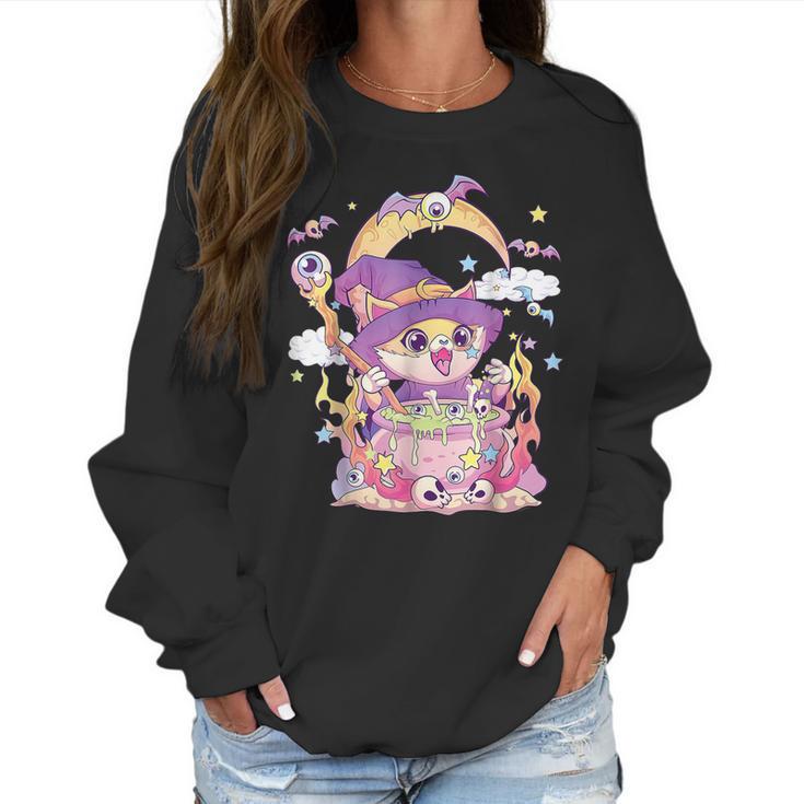 Pastel Goth Wiccan Cat Cute Creepy Witchy Cat Halloween  Men Women T-Shirt Graphic Print Casual Unisex Tee Women Sweatshirt