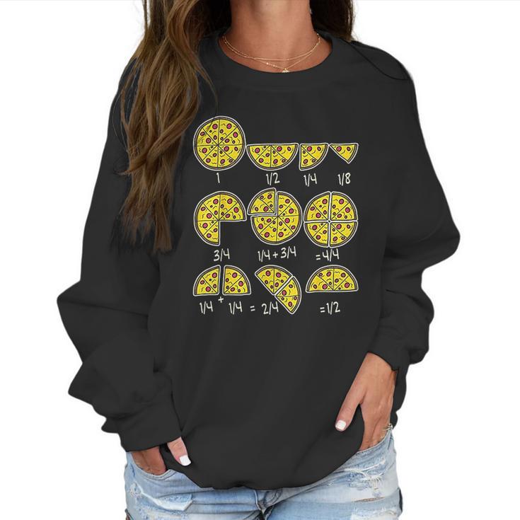 Pizza Salami Cheese Quick Math Fractions Math Teacher Women Sweatshirt