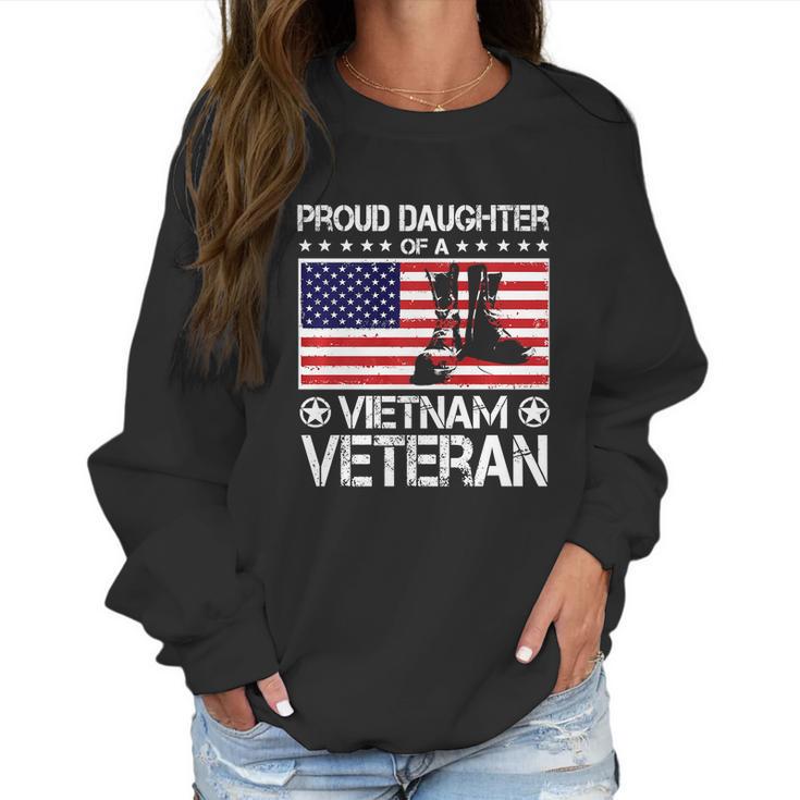 Proud Daughter Of Vietnam Veteran Us Flag Veteran Boots Graphic Design Printed Casual Daily Basic Women Sweatshirt