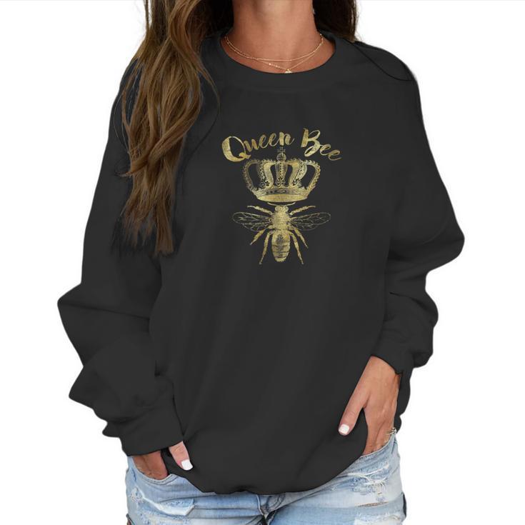 Queen Bee Vintage Crown Bee Lover Gift Faux Gold Women Sweatshirt