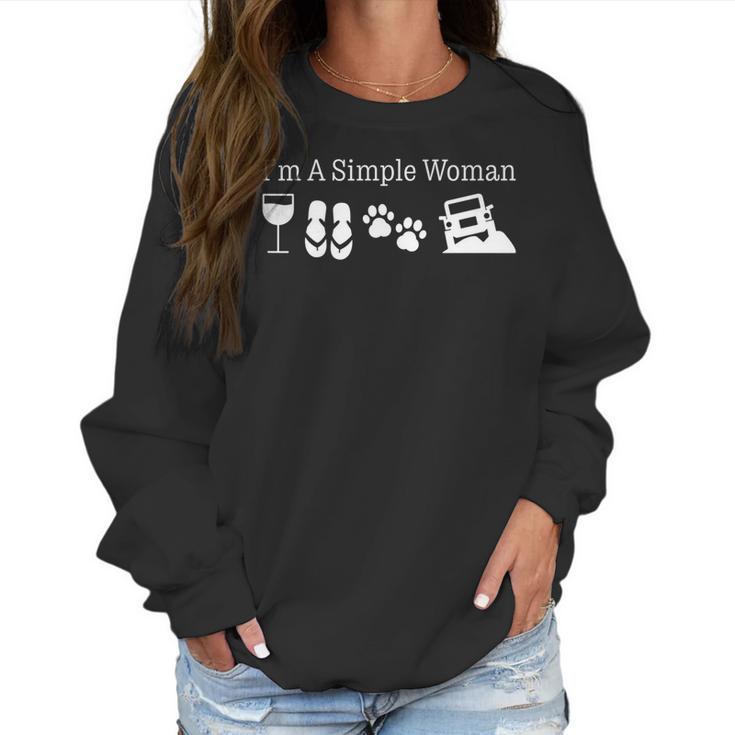 Womens Im A Simple Woman Love Wine Flip Flops Dog Jeeps Gift Women Sweatshirt