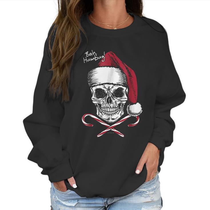 Skull Bah Humbug Christmas Funny Santa Women Sweatshirt