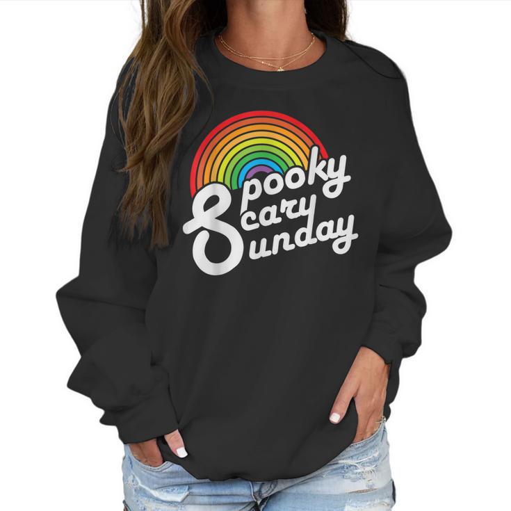 Spooky Scary Sunday Trendy Retro Rainbow Women Sweatshirt