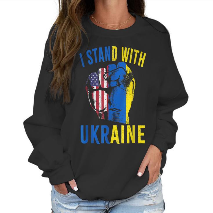 I Stand With Ukraine Flag American Flag Support Ukraine Men Women T-Shirt Graphic Print Casual Unisex Tee Women Sweatshirt