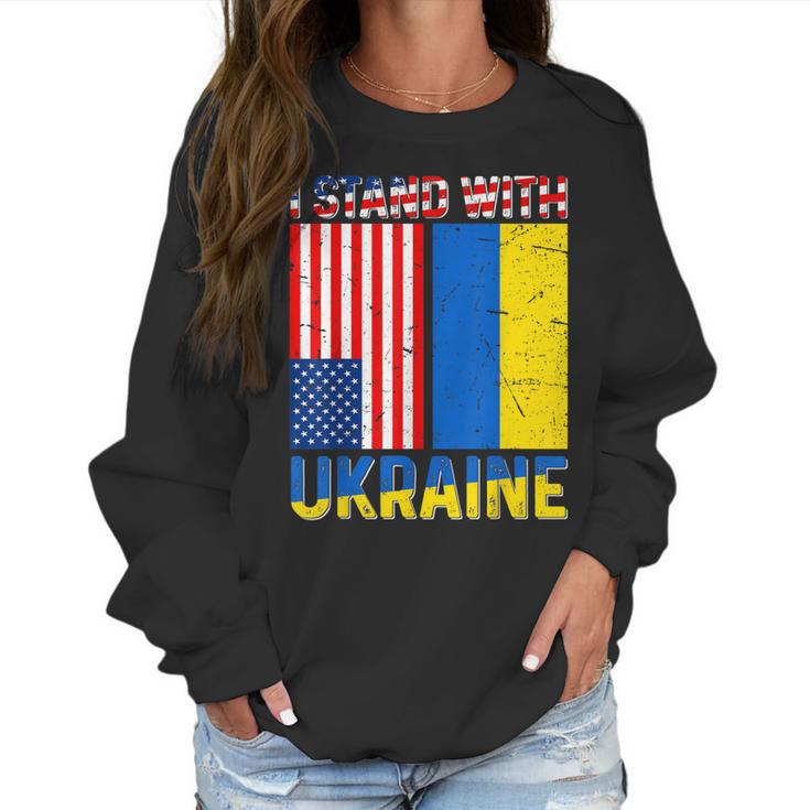 I Stand With Ukraine Support Ukraine Ukrainian American Flag  V2 Men Women T-Shirt Graphic Print Casual Unisex Tee Women Sweatshirt