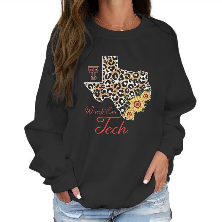 Texas Tech Red Raiders  Leopard State Map Sunflower Women Sweatshirt