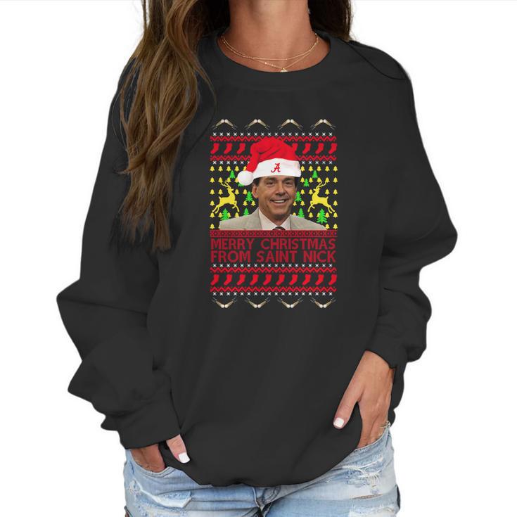 Ugly Nick Saban Merry Christmas From Saint Nick Women Sweatshirt