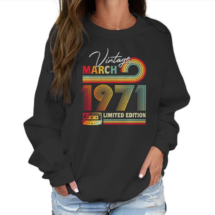 Vintage March 1971 50Th Birthday Gifts Cassette Tape Retro Women Sweatshirt