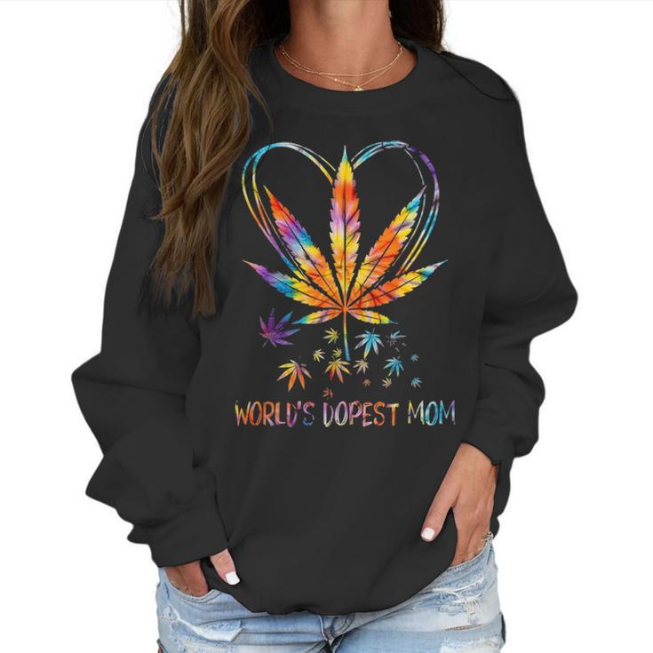 Worlds Dopest Mom Weed Leaf 420 Funny Mothers Day Women Sweatshirt