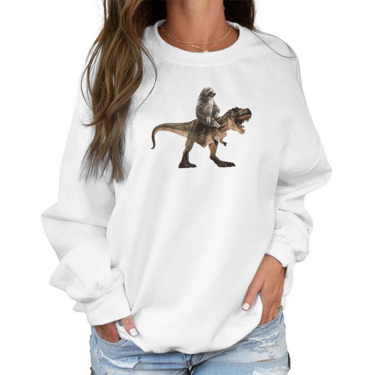 Cute Sloth Riding A Trex Tyrannosaurus Rex Women Sweatshirt