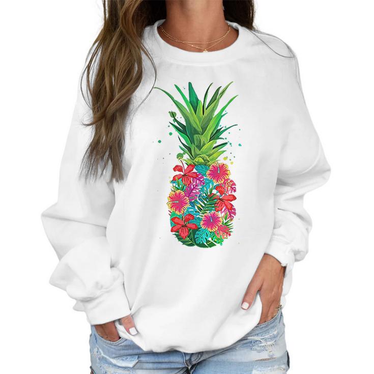 Pineapple Flowers Aloha Hawaii Vintage Hawaiian Women Sweatshirt