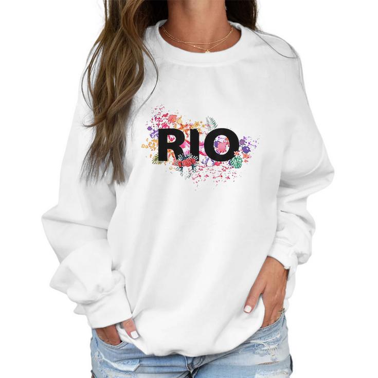 Rio De Janeiro Brazil Vacation With Tropical Hibiscus Flower Women Sweatshirt