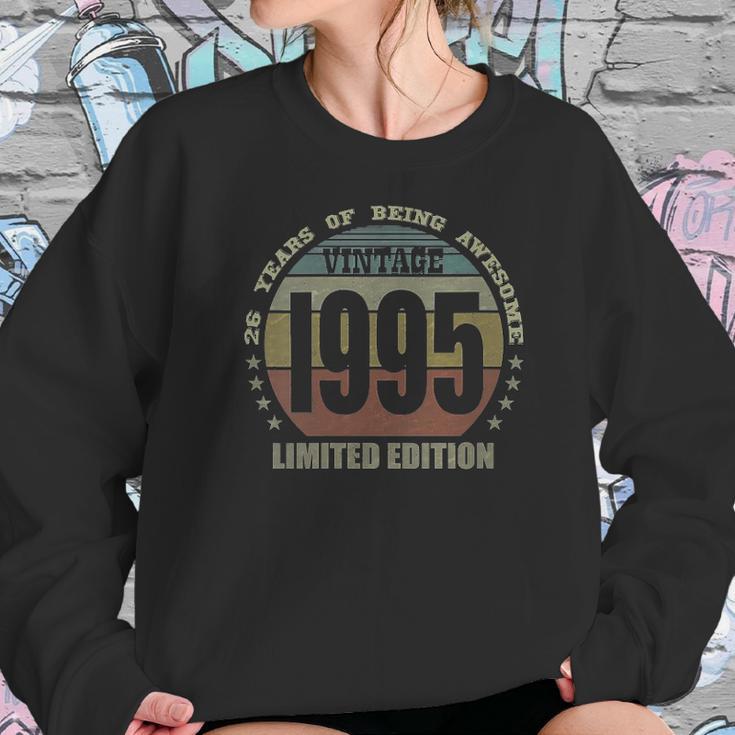 Womens 26 Years Old Gifts Vintage 1995 Limited Edition 26Th Birthday V-Neck Women Sweatshirt Gifts for Her