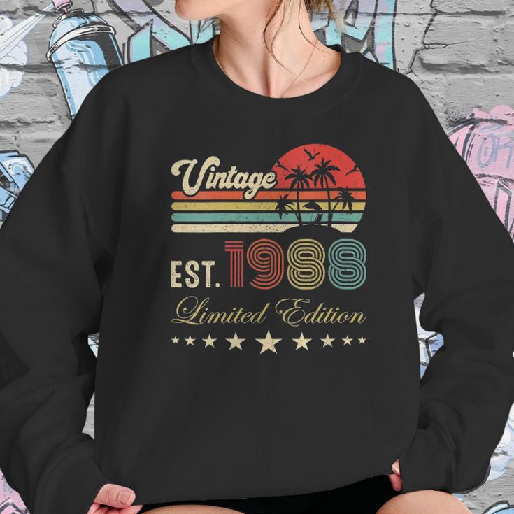 Womens 34Th Birthday Born 1988 Vintage Limited Edition 34 Birthday V-Neck Women Sweatshirt Gifts for Her