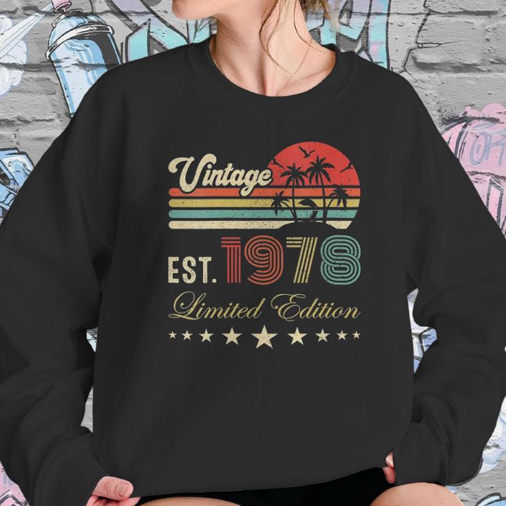 Womens 44Th Birthday Born 1978 Vintage Limited Edition 44 Birthday V-Neck Women Sweatshirt Gifts for Her