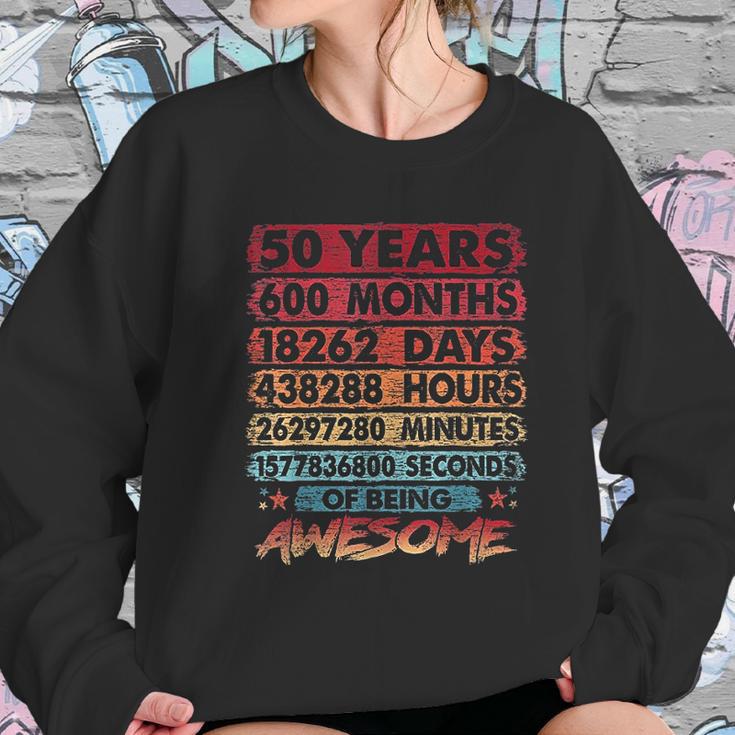 50Th Birthday 50 Years Old Vintage Retro 600 Months Birthday Women Sweatshirt Gifts for Her