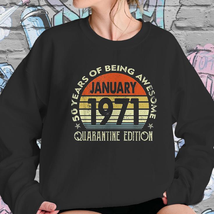 50Th Birthday Gift 50 Years Old Retro Vintage January 1971 Women Sweatshirt Gifts for Her