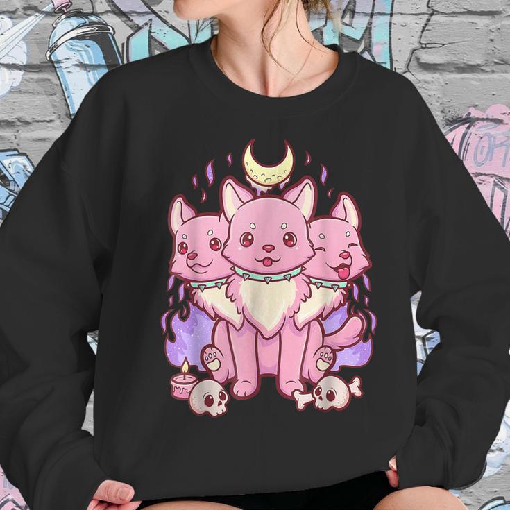 Anime Kawaii Pastel Goth Cute Creepy 3 Headed Dog Men Women T-Shirt Graphic Print Casual Unisex Tee Women Sweatshirt Gifts for Her