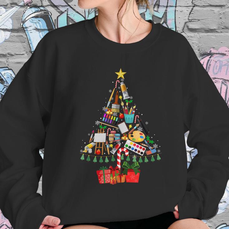 Art Xmas Tree Decor Art Teacher Ugly Artist Christmas Women Sweatshirt Gifts for Her