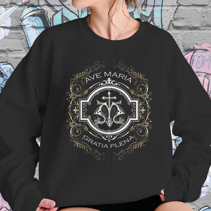 Ave Maria Schubert Latin Mass Blessed Mother Mary Hail Gift Women Sweatshirt Gifts for Her