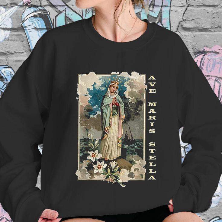 Ave Maris Stella Lady Blessed Mother Mary Latin Women Sweatshirt Gifts for Her