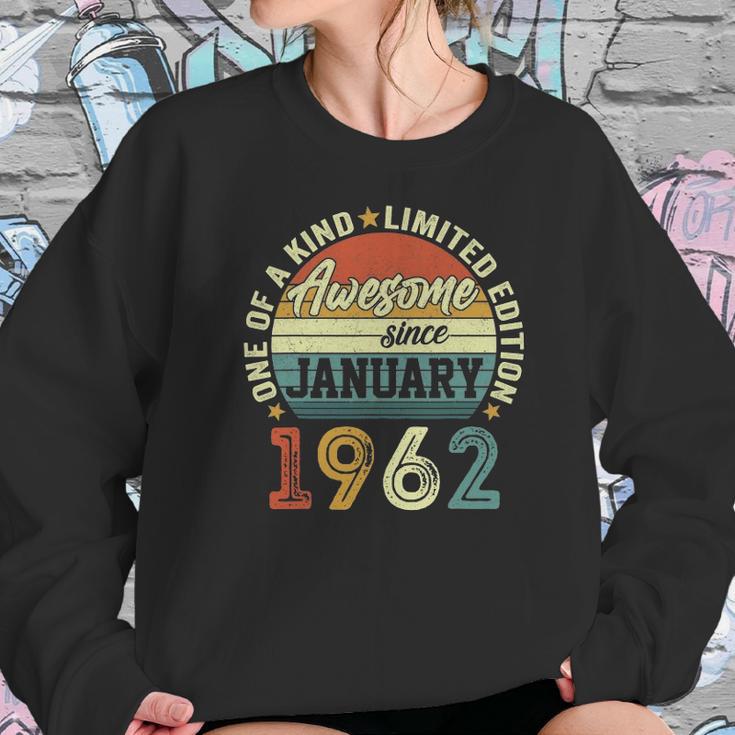 Awesome Since January 1962 60 Years Old 60Th Birthday Gifts Women Sweatshirt Gifts for Her