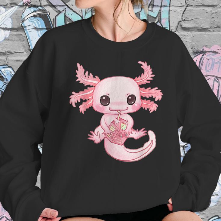 Axolotl Pastel Goth Strawberry Milk Shake Anime Aesthetic Men Women T-Shirt Graphic Print Casual Unisex Tee Women Sweatshirt Gifts for Her