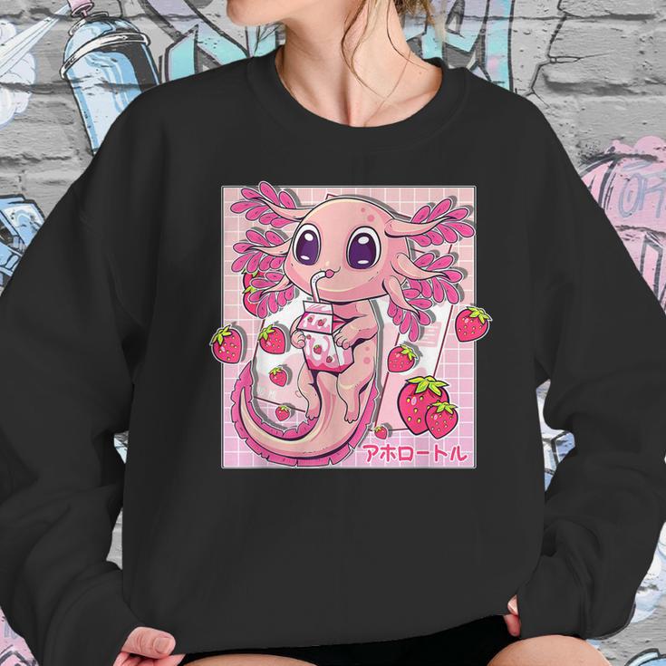 Axolotl Pastel Goth Strawberry Milk Shake Anime Aesthetic V3 Men Women T-Shirt Graphic Print Casual Unisex Tee Women Sweatshirt Gifts for Her