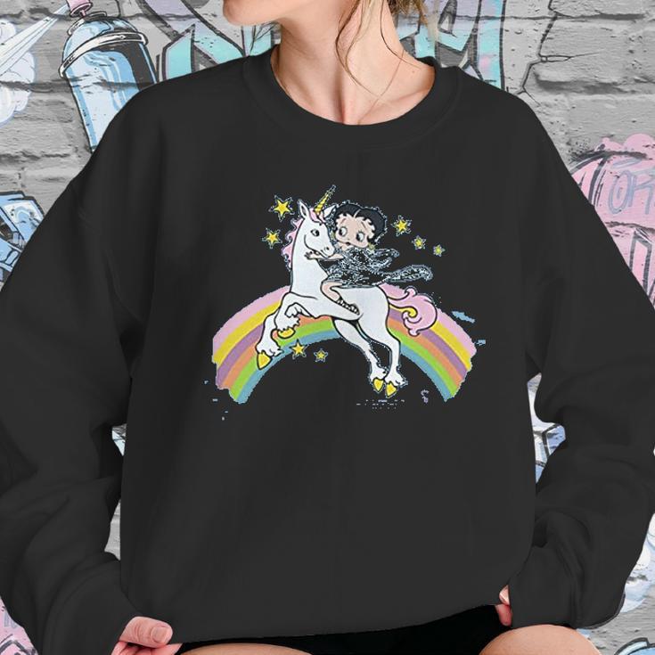 Betty Boop Cartoon Unicorn And Rainbows Women Sweatshirt Gifts for Her