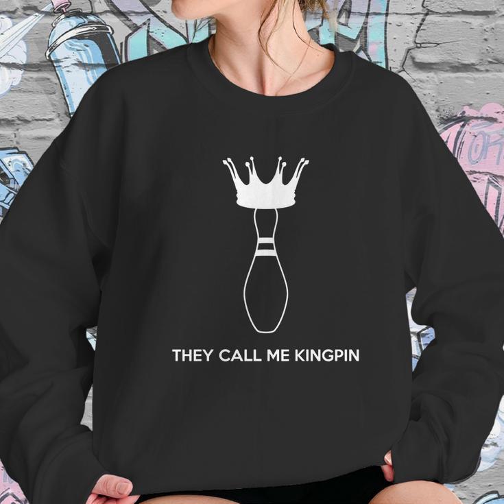 Bowling-Shirt-They-Call-Me-Kingpin-White Women Sweatshirt Gifts for Her