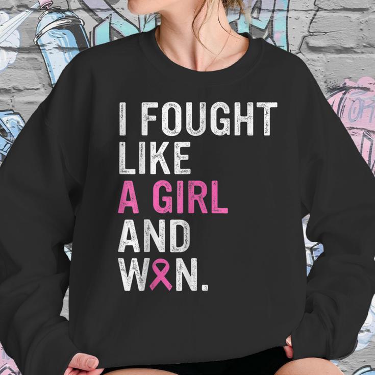 Breast Cancer Awareness I Fought Like A Girl And Won Women V4 Men Women T-Shirt Graphic Print Casual Unisex Tee Women Sweatshirt Gifts for Her