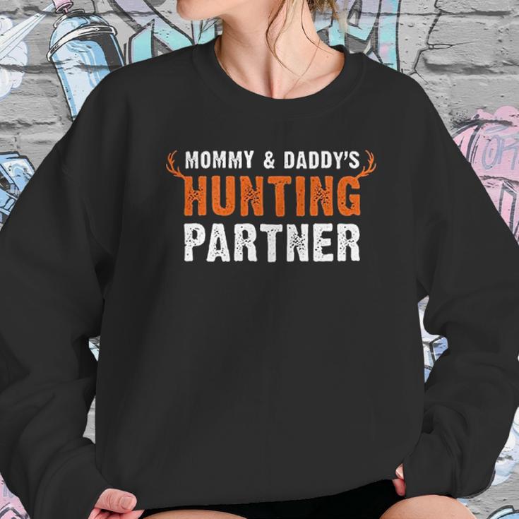 Brisco Brands Mommy And Daddy Hunting Partner Newborn Baby Boy Girl Romper Women Sweatshirt Gifts for Her