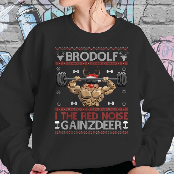 Brodolf The Red Nose Gainzdeer Gym Ugly Christmas Sweater Women Sweatshirt Gifts for Her