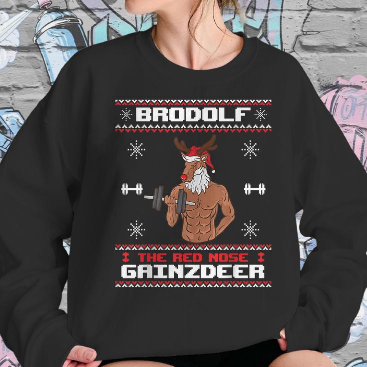 Brodolf The Red Nose Gainzdeer Gym Ugly Christmas Sweater Men Women T-Shirt Graphic Print Casual Unisex Tee Women Sweatshirt Gifts for Her